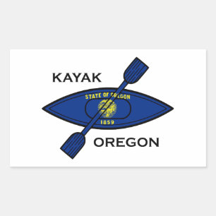Kayak Oregon Flag Rectangular Sticker