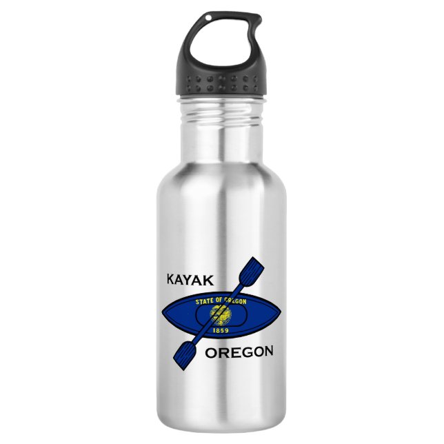 Kayak Oregon Flag Stainless Steel Water Bottle (Front)