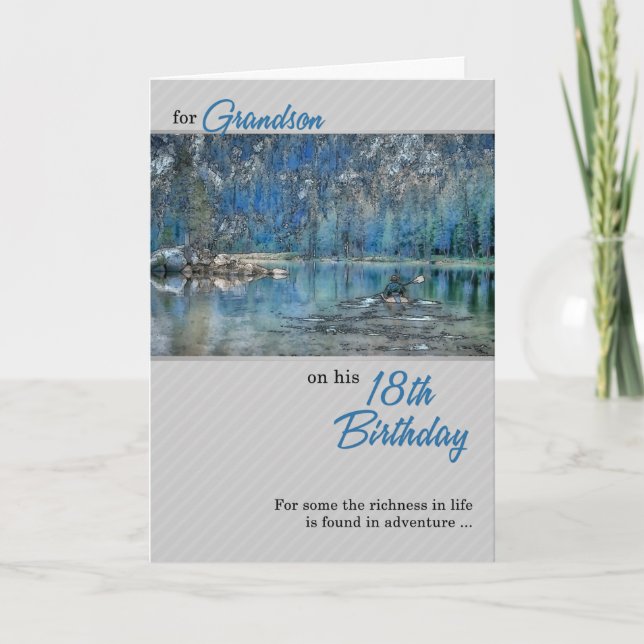 Kayak Outdoors Grandson's 18th Birthday Card (Front)