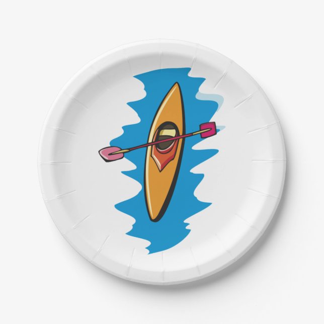 Kayak Paddle Water Sport Paper Plates (Front)