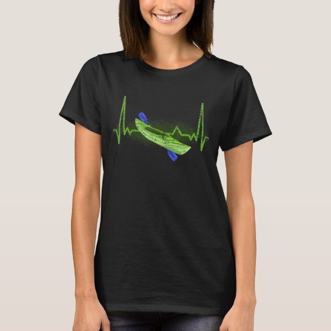 Kayak Paddling Kayaker Canoe Heartbeat Kayaking T-Shirt (Front)