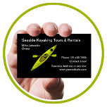 kayak Rental Water Sports Theme Business Card<br><div class="desc">Sports kayak rental business card design template created with a kayak in the background and simple layout ready to customize online. Designed for an eco tourism business,  kayak tours and rentals service.</div>