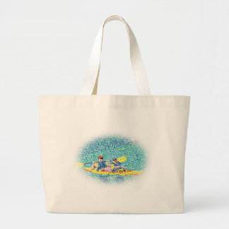 Kayak River Scene in Pointillism, canvas bags