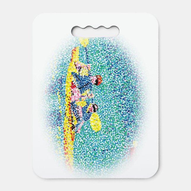 Kayak Scene in Pointillism Seat Cushions (Front Vertical)