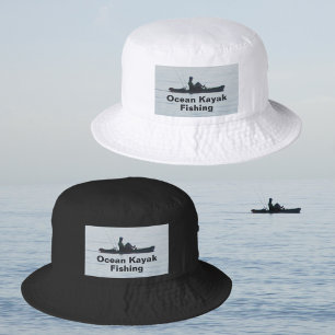 Kayak Silhouette Ocean Kayak Fishing Sportman Bucket Hat