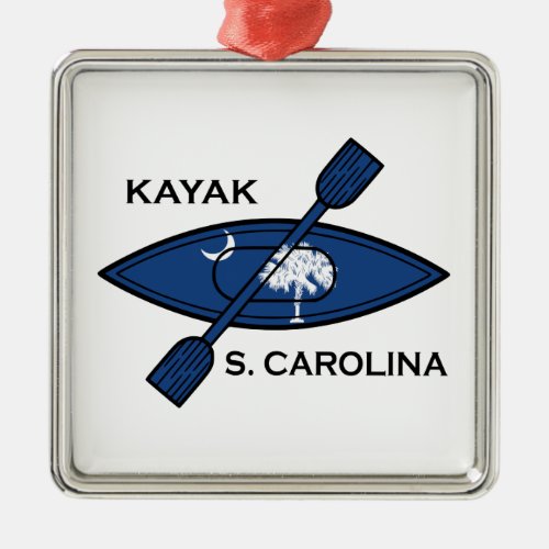 Kayak South Carolina Flag Metal Ornament