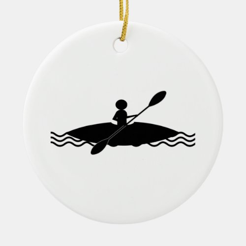 Kayak Stick Man Logo Ceramic Ornament