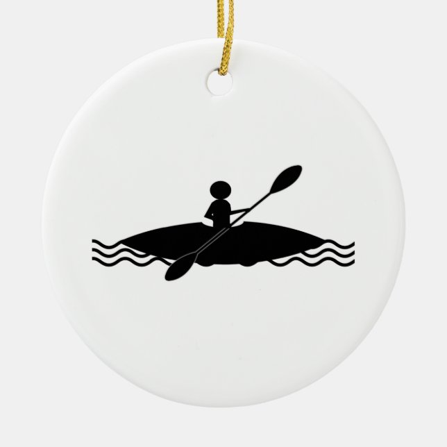 Kayak Stick Man Logo Ceramic Ornament (Front)