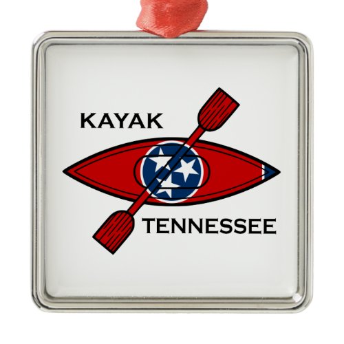 Kayak Tennessee Flag Metal Ornament