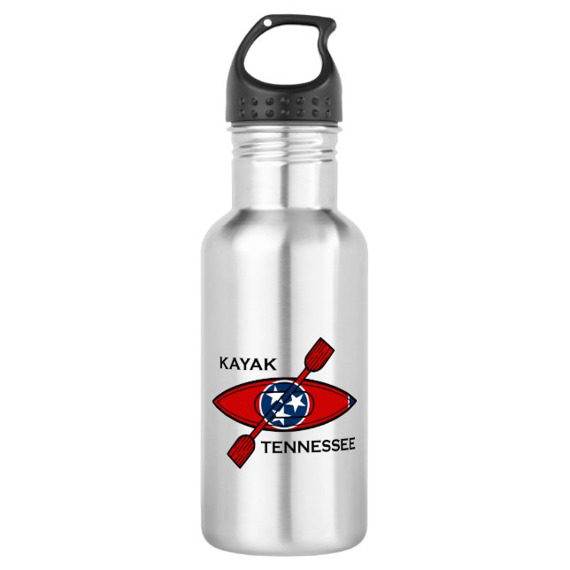 Kayak Tennessee Flag Stainless Steel Water Bottle (Front)