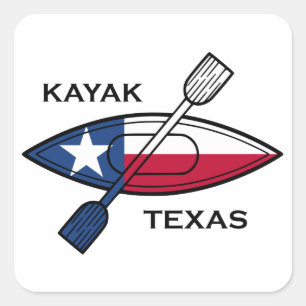 Kayak Texas Flag Square Sticker