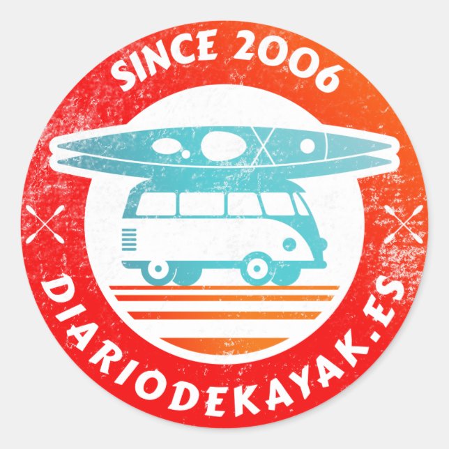 Kayak washed diary logo classic round sticker (Front)