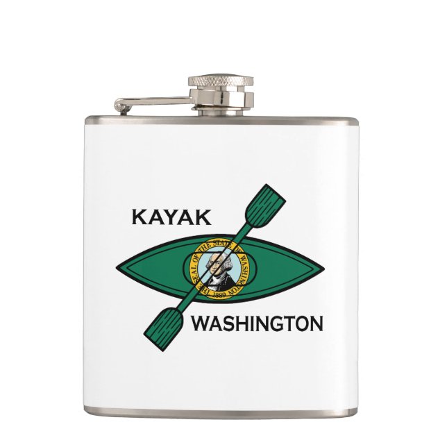 Kayak Washington State Flag Flask (Front)