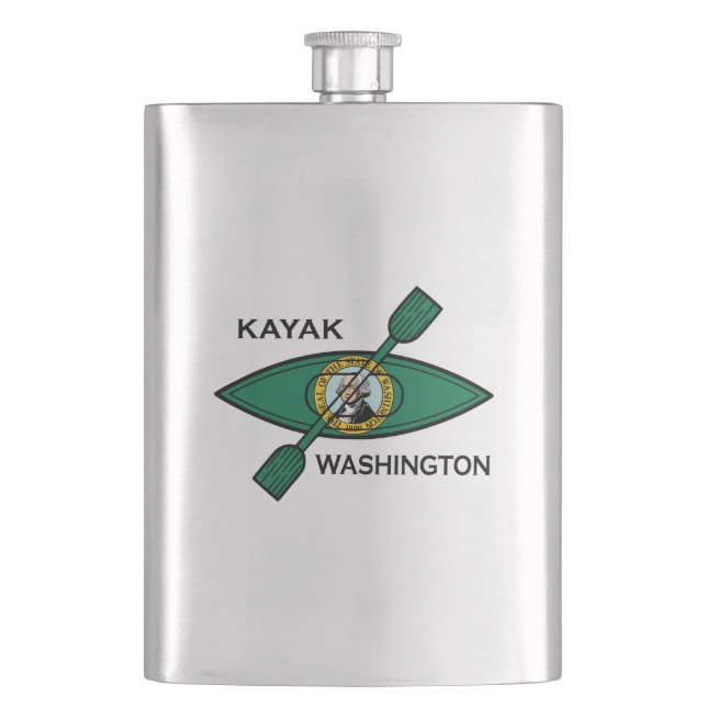 Kayak Washington State Flag Flask (Front)