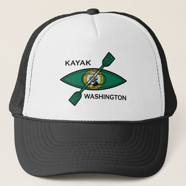 Kayak Washington State Flag Trucker Hat (Front)