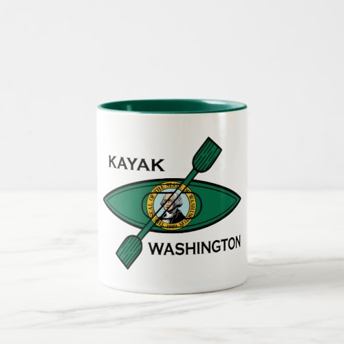 Kayak Washington State Flag Two_Tone Coffee Mug