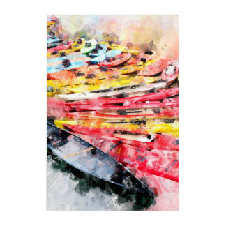 Kayak watercolor acrylic print
