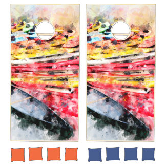Kayak watercolor cornhole set