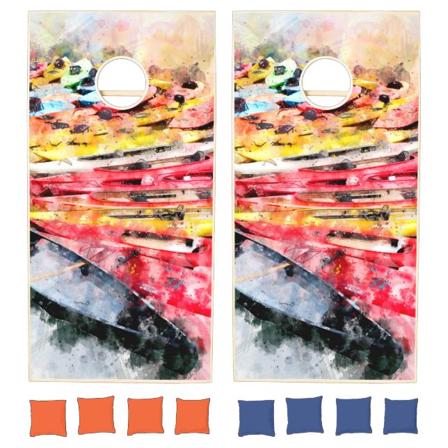 Kayak watercolor cornhole set (Set)