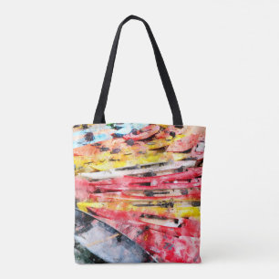 Kayak watercolor tote bag