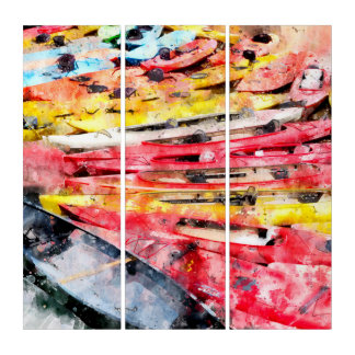 Kayak watercolor triptych