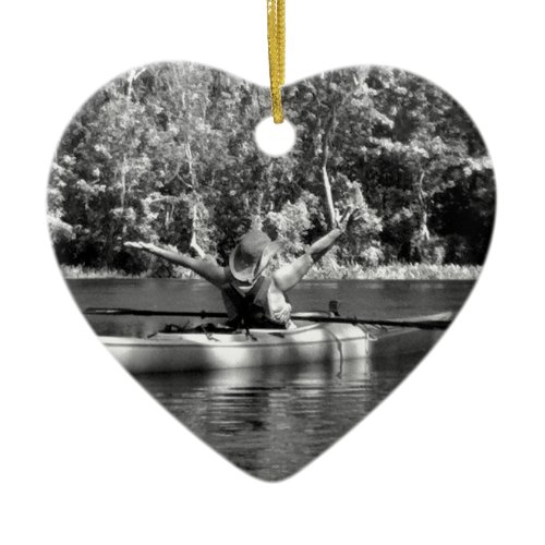 kayak woman ceramic ornament