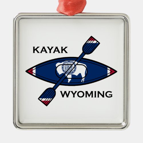 Kayak Wyoming Flag Metal Ornament