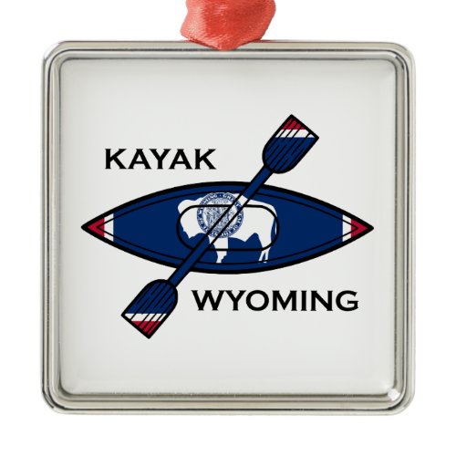 Kayak Wyoming Flag Metal Ornament
