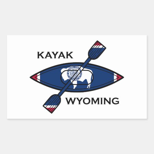 Kayak Wyoming Flag Rectangular Sticker
