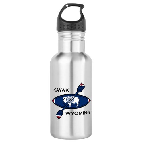 Kayak Wyoming Flag Stainless Steel Water Bottle