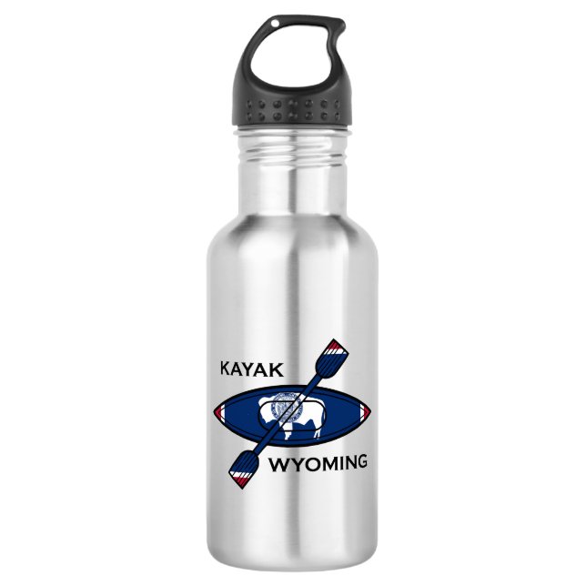 Kayak Wyoming Flag Stainless Steel Water Bottle (Front)