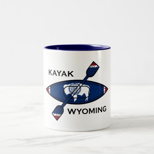 Kayak Wyoming Flag Two_Tone Coffee Mug