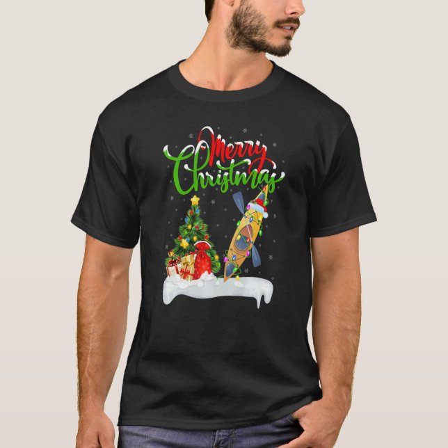 Kayak  Xmas Decorations Santa Kayak Christmas T-Shirt (Front)