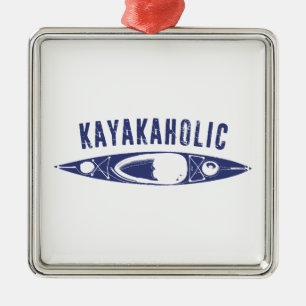 Kayakaholic Metal Ornament