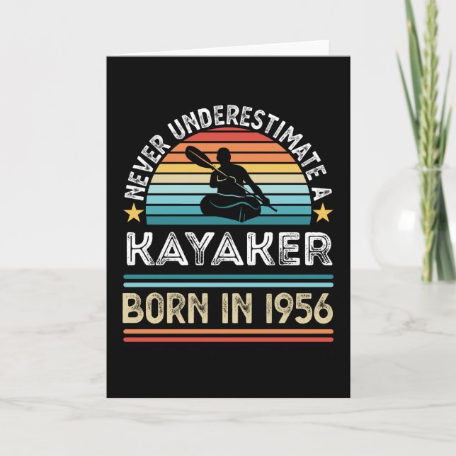 Kayaker born 1956 70th Birthday Kayaking Gift Card (Front)