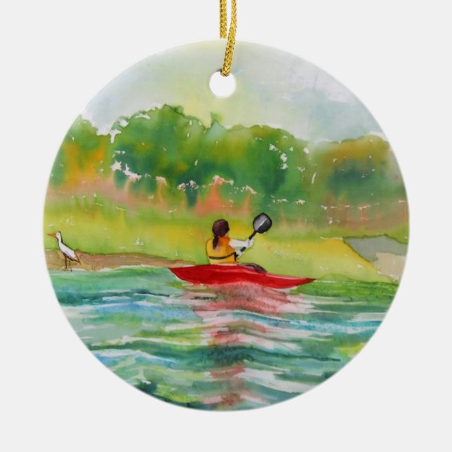 Kayaker on Water Ornament (Front)