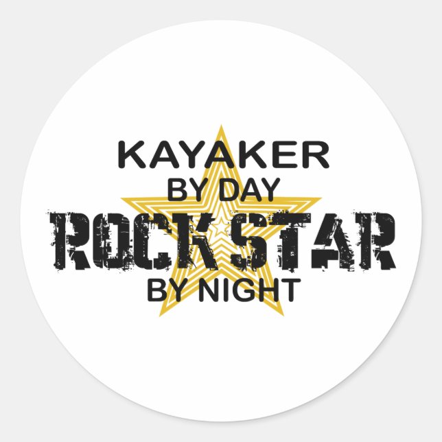 Kayaker Rock Star by Night Classic Round Sticker (Front)