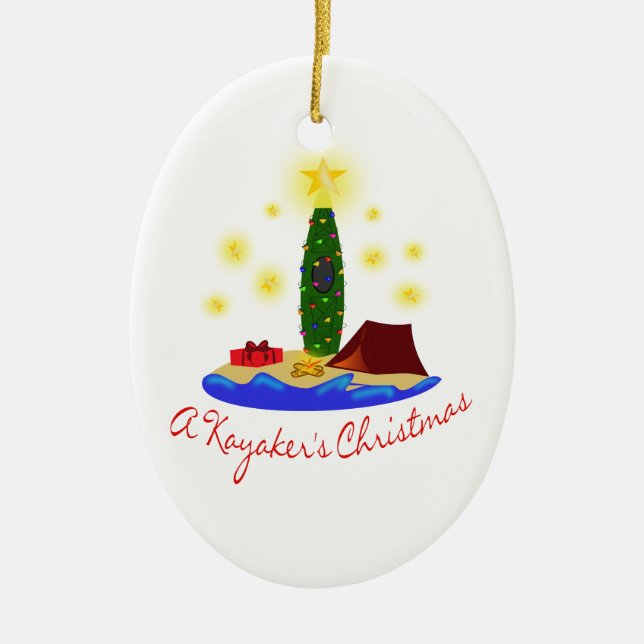 KAYAKER'S CHRISTMAS CERAMIC ORNAMENT (Front)