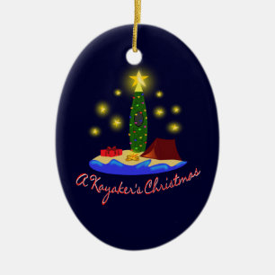 Kayaker's Christmas Ceramic Ornament