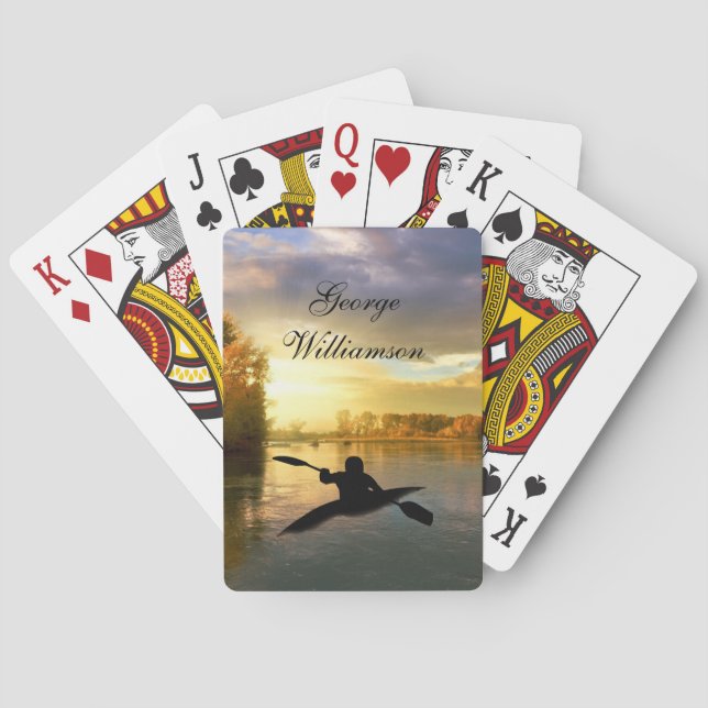 Kayaking across sunset Lake - Personalize Poker Cards (Back)