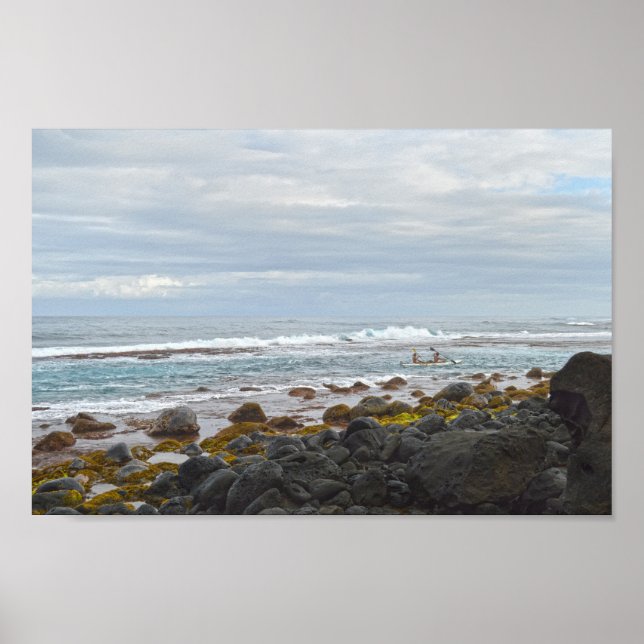 Kayaking Along the Napali Coast, Kauai, Hawaii Poster (Front)