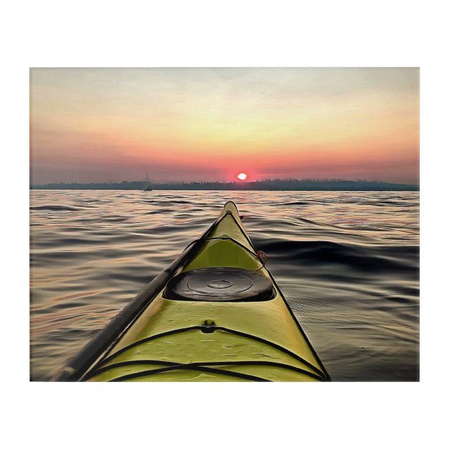 Kayaking at Sunset Acrylic Wall Art (Front)