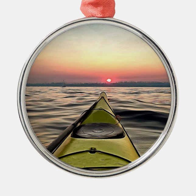 Kayaking at Sunset Framed Christmas Ornament (Front)