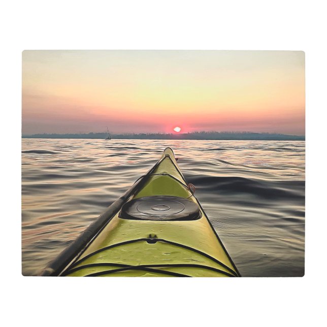 Kayaking at Sunset Metal Art (Front)