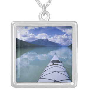 Kayaking at the end end of Azure Lake in Wells Silver Plated Necklace