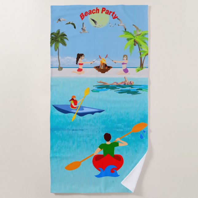 Kayaking Beach Party Towel (Front)