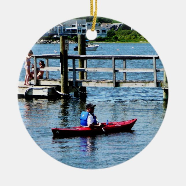 Kayaking Bristol RI Ceramic Ornament (Front)