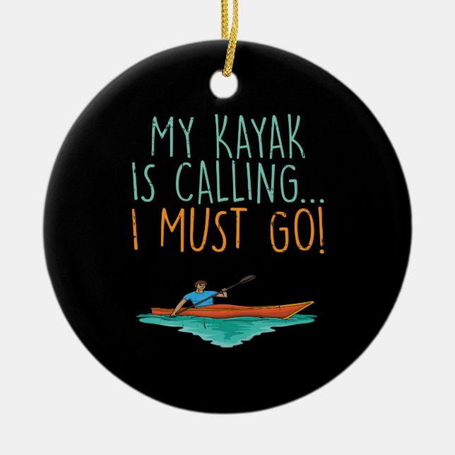 Kayaking Ceramic Ornament (Front)