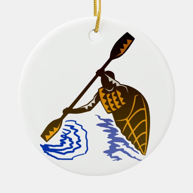 Kayaking Ceramic Ornament (Front)