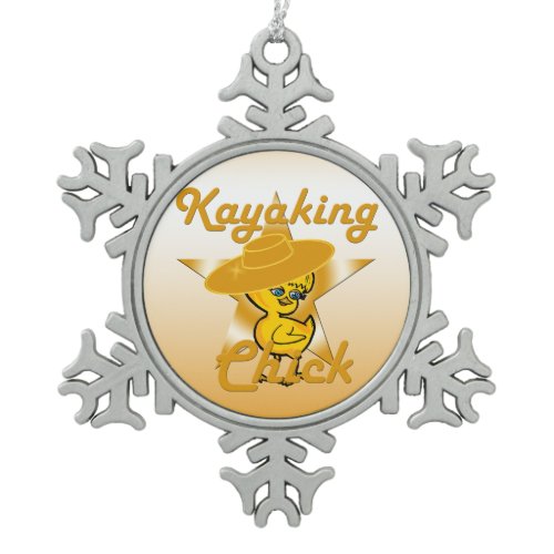 Kayaking Chick #10 Snowflake Pewter Christmas Ornament